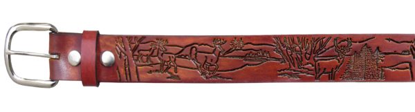 Brown Leather  Belt  with-Deer Design <img  style="width:50px" src="https://www.aetraders.com/wp-content/uploads/2021/03/Layer-0.png">