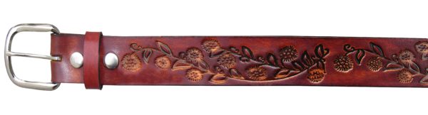 Brown Leather Belt with Country Floral Design <img  style="width:50px" src="https://www.aetraders.com/wp-content/uploads/2021/03/Layer-0.png">