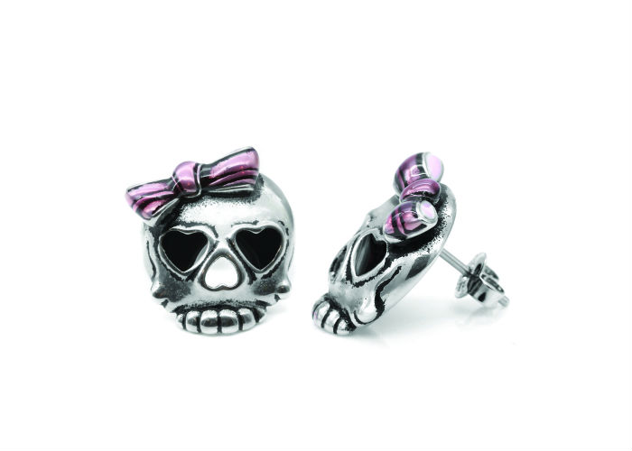 Bejeweled Badass in Pink Skull Necklace & Earrings Set By Controse 