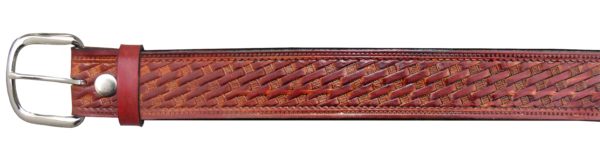 Brown Leather Belt with Basketweave Design <img  style="width:50px" src="https://www.aetraders.com/wp-content/uploads/2021/03/Layer-0.png">
