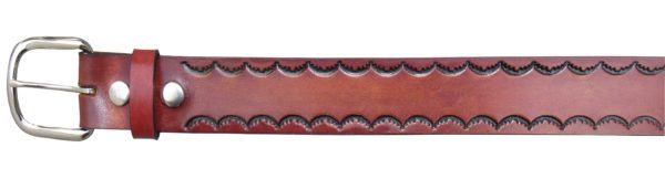 Brown Leather Belt with Scallop Design <img  style="width:50px" src="https://www.aetraders.com/wp-content/uploads/2021/03/Layer-0.png">