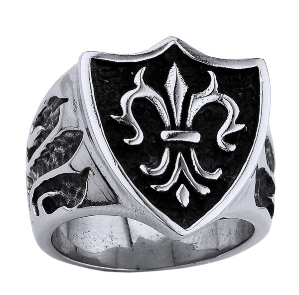 Stainless Steel Men Shield Ring
