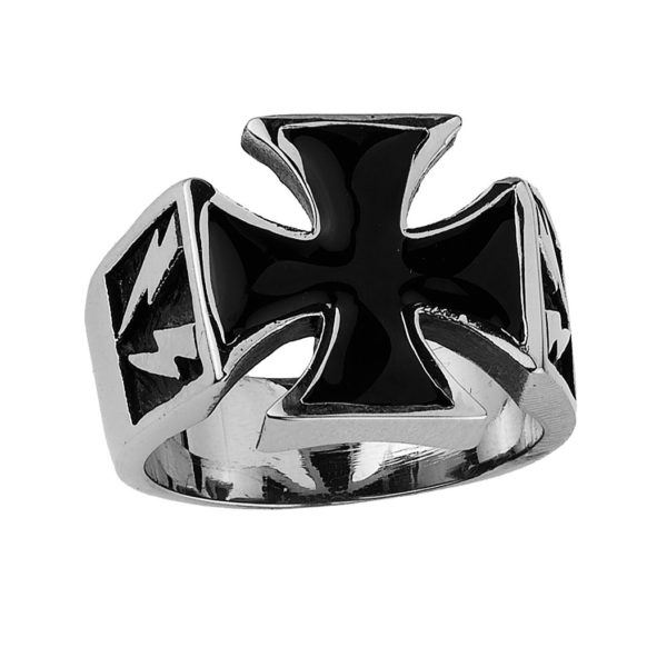 Stainless Steel Iron Cross Ring