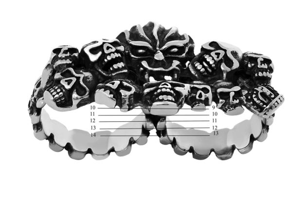 Double Finger Multi Skull Ring